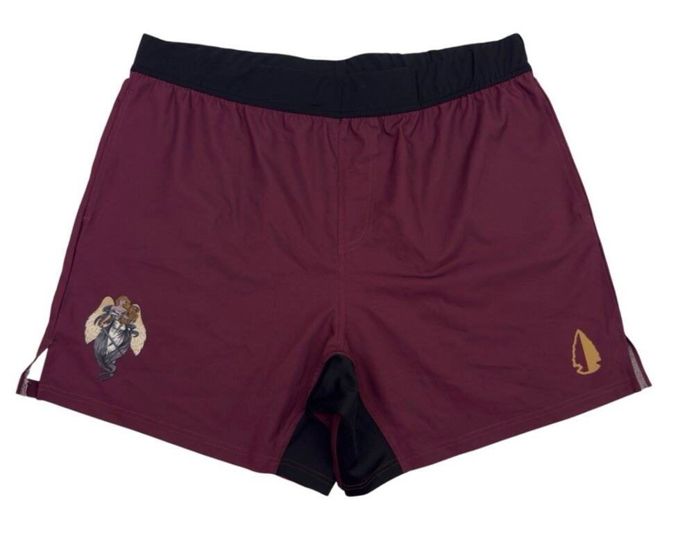 TacHuntFish x Project Guardian Mens Athletic Shorts Performance Maroon XXXL